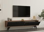 Hanah Home Soporte de TV 160cm Pino Atlántico y Antracita con Puerta Madera Maciza y Estantes para Salón